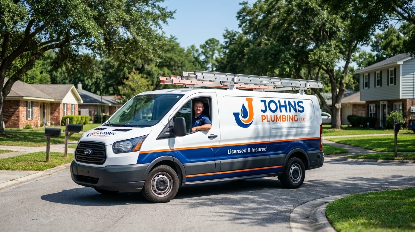 Johns Plumbing LLC service van in Dallas, OR