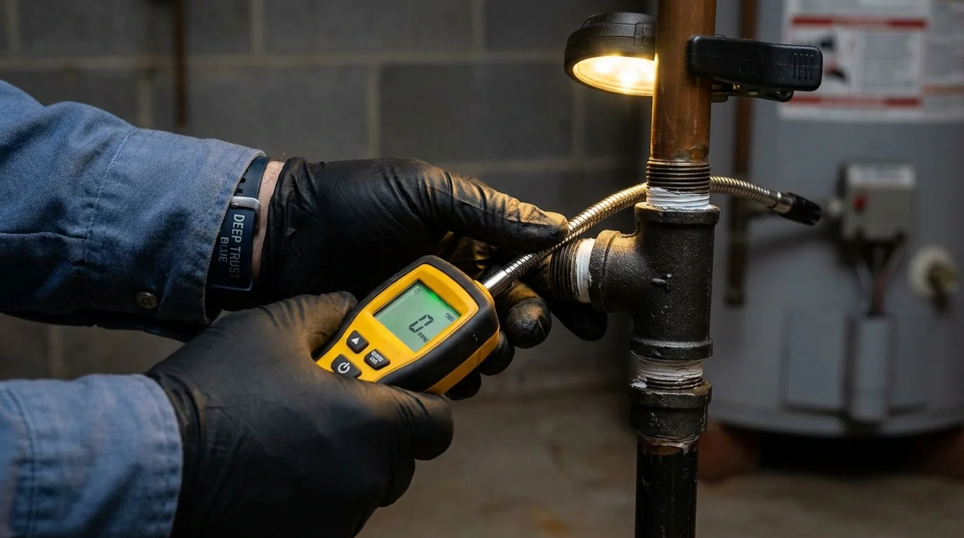Gas leak detection with electronic sniffer by Johns Plumbing LLC in Dallas