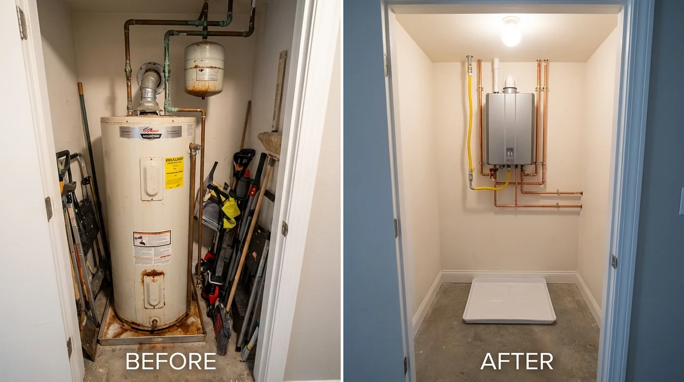Tank water heater versus wall-mounted tankless unit comparison for Dallas, OR homeowners